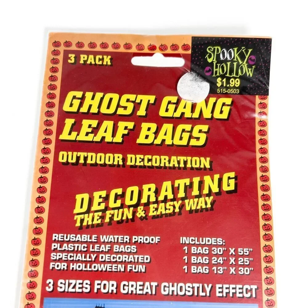 Vtg 3 Pack Spooky Hollow Ghost Gang Leaf Bags NEW Halloween